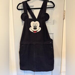 Lazy Oaf x Disney Mickey Mouse black denim overall dress size Medium